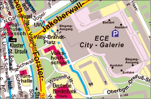 Ausschnitt Stadtplan Augsburg